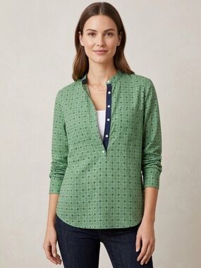Joe Fresh | Green / Navy Geometric Blouse | Sz S